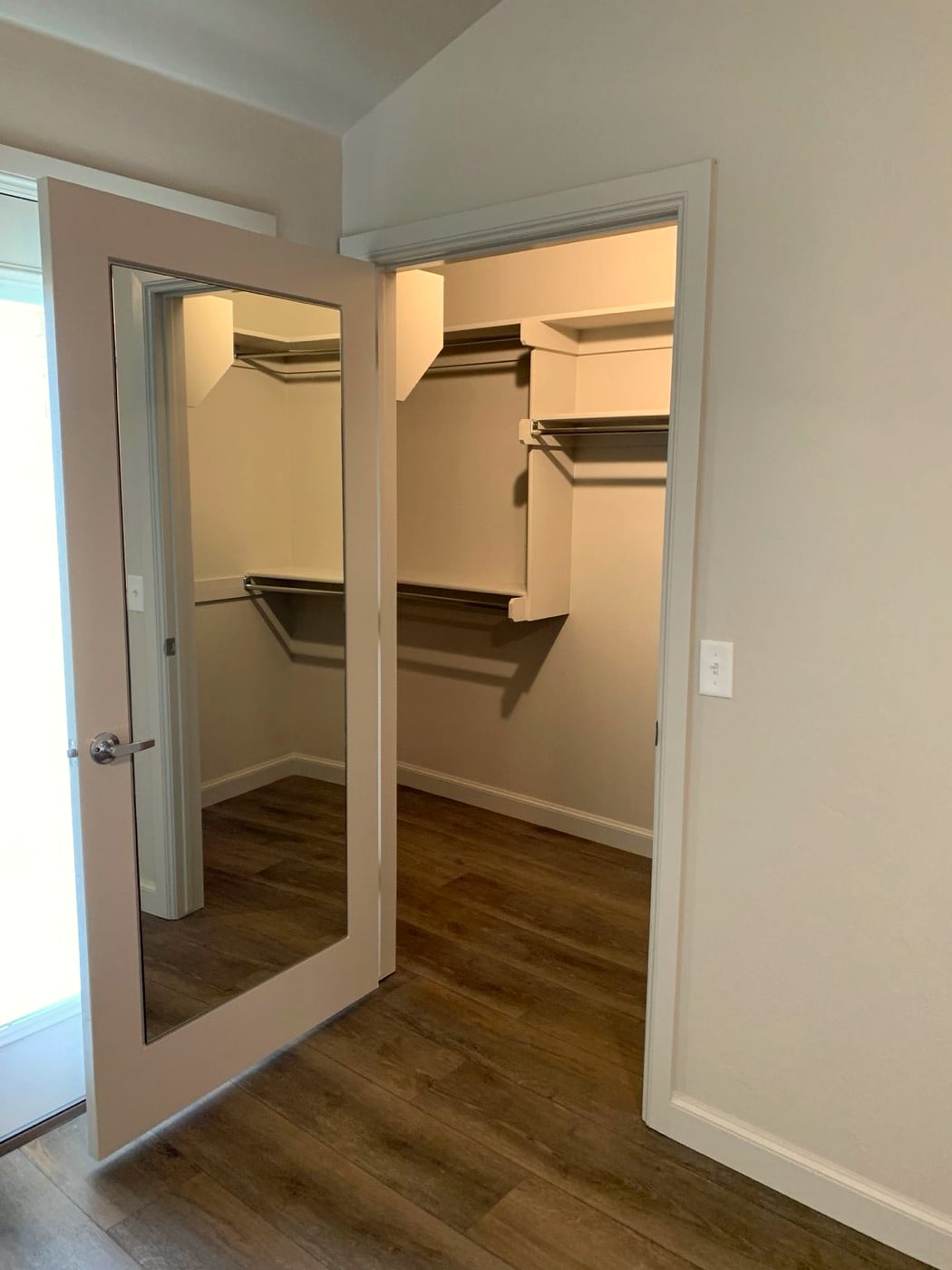 Walk-in closet with double hanging rods